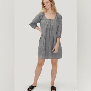 HATCH Black Gingham Puff Sleeves Short Secret Nursing Dress Maternity